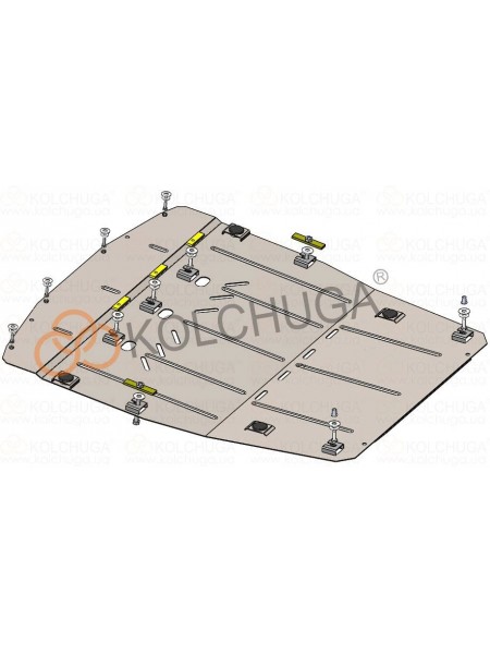 Защита двигателя, КПП, радиатора для авто Ford Mondeo 2000-2007 V-2,0TDCi (МКПП) ( TM Kolchuga ) Стандарт